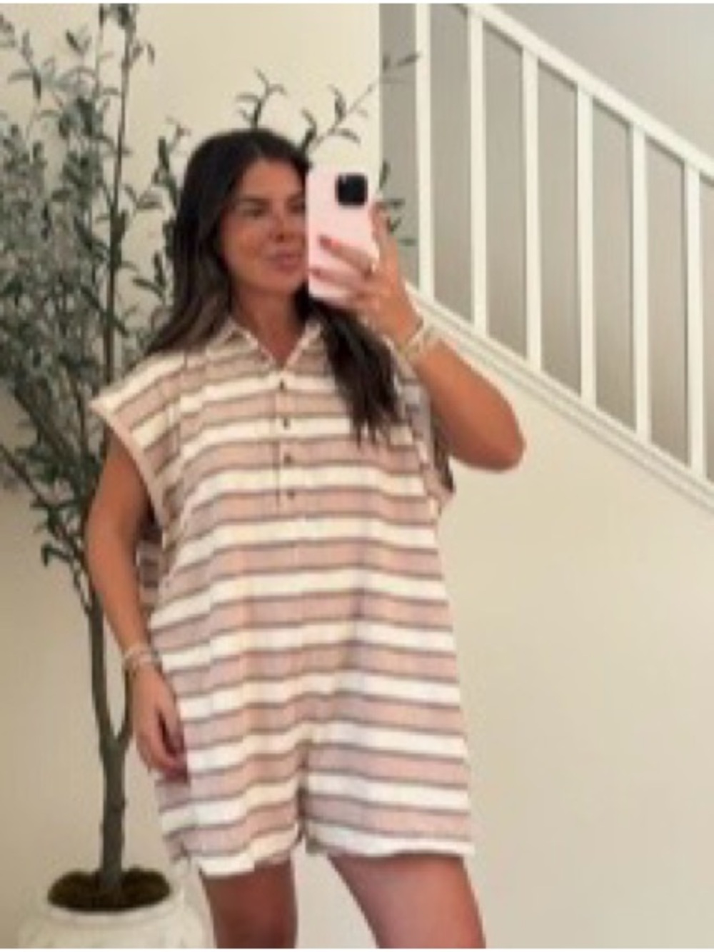 Striped Short Sleeve Romper